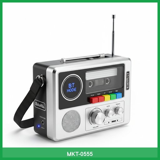 RetroVibe Portable Cassette Player with Bluetooth