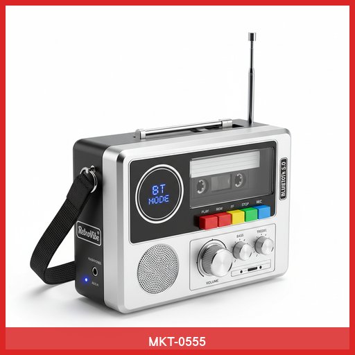 RetroVibe Portable Cassette Player with Bluetooth
