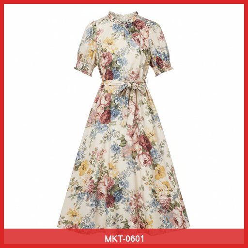 Vintage-Inspired Floral Midi Dress