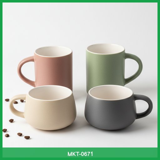 Set of 4 Modern Ceramic Mugs