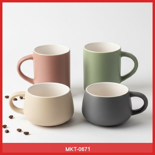 Set of 4 Modern Ceramic Mugs