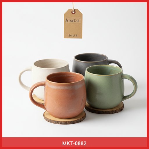 ArtisanCraft Ceramic Mug Set (4-Pack)