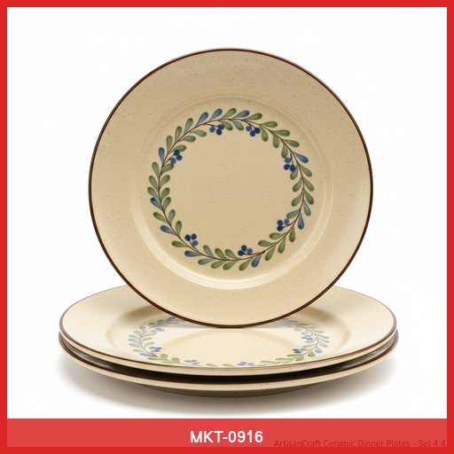 ArtisanCraft Ceramic Dinner Plates (Set of 4)