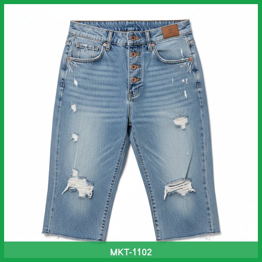 High-Waisted Distressed Denim Jeans