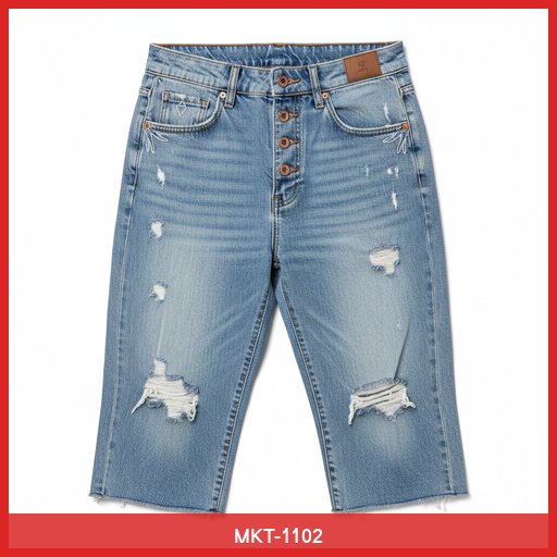 High-Waisted Distressed Denim Jeans